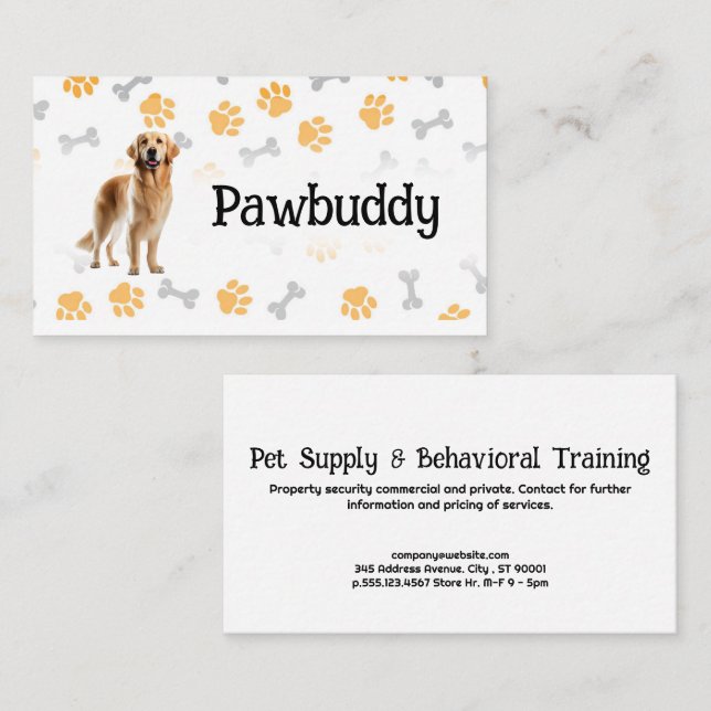 Happy Dog | Paw Prints and Bones Business Card (Front/Back)