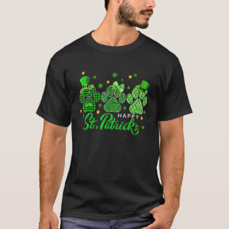 Happy Dog Paws Leopard Print Dog Owners St Patrick T-Shirt
