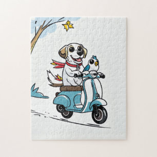 Happy Dog Scooter Adventure Puzzle