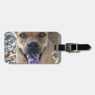 Happy dog spotted tongue luggage tag
