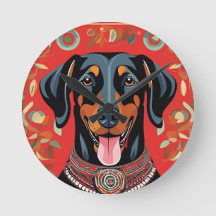 Happy Dog Template Replace with Your Photo Round Clock