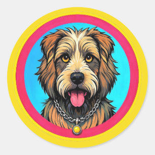 Happy Dog Wearing a Chain Classic Round Sticker