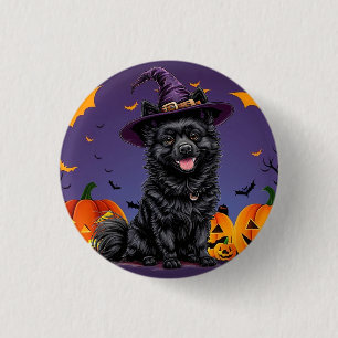 Happy Dog Wearing a Witch Hat 3 Cm Round Badge