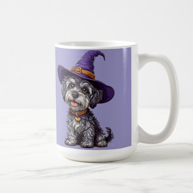 Happy Dog Wearing a Witch Hat Coffee Mug (Right)
