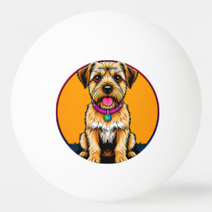 Happy Dog With a Colourful Collar Ping Pong Ball