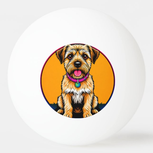 Happy Dog With a Colourful Collar Ping Pong Ball (Front)