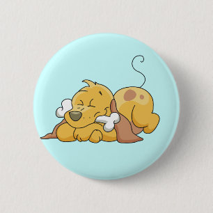 Happy Dog With Bone Tshirts and Gifts 6 Cm Round Badge