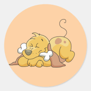 Happy Dog With Bone Tshirts and Gifts Classic Round Sticker