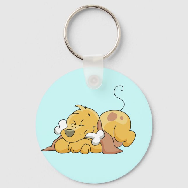 Happy Dog With Bone Tshirts and Gifts Key Ring (Front)