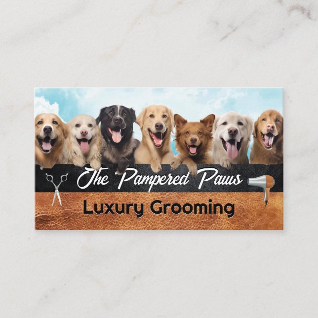 Happy Dogs in a Group Business Card (Front)