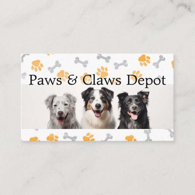 Happy Dogs | Paw Prints and Bones Business Card (Front)