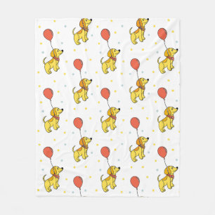 Happy Dogs with Balloons Pattern Fleece Blanket