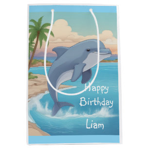 Happy Dolphin Birthday Medium Gift Bag