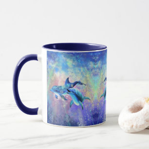 Happy Dolphin Couple Mug - Painting - Family