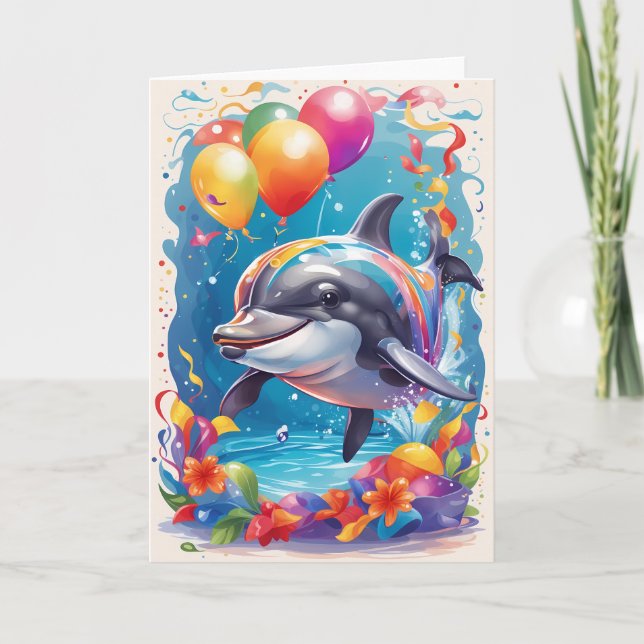 Happy dolphin smiling & celebrating | Card (Front)