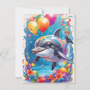Happy dolphin smiling & celebrating   Card