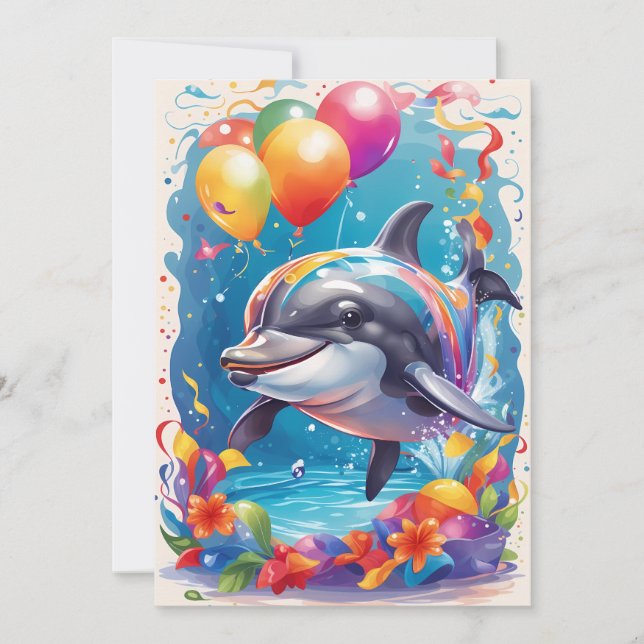 Happy dolphin smiling & celebrating | Card (Front)