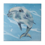 Happy Dolphin Watercolor Beach Ocean  Ceramic Tile<br><div class="desc">This design may be personalised by choosing the Edit Design option. You may also transfer onto other items. Contact me at colorflowcreations@gmail.com or use the chat option at the top of the page if you wish to have this design on another product or need assistance. See more of my designs...</div>