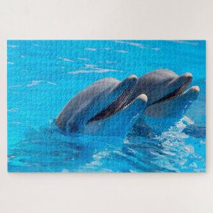 Happy dolphins in water jigsaw puzzle
