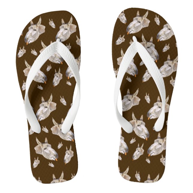 Happy Donkey Eating A Carrot, Thongs (Footbed)