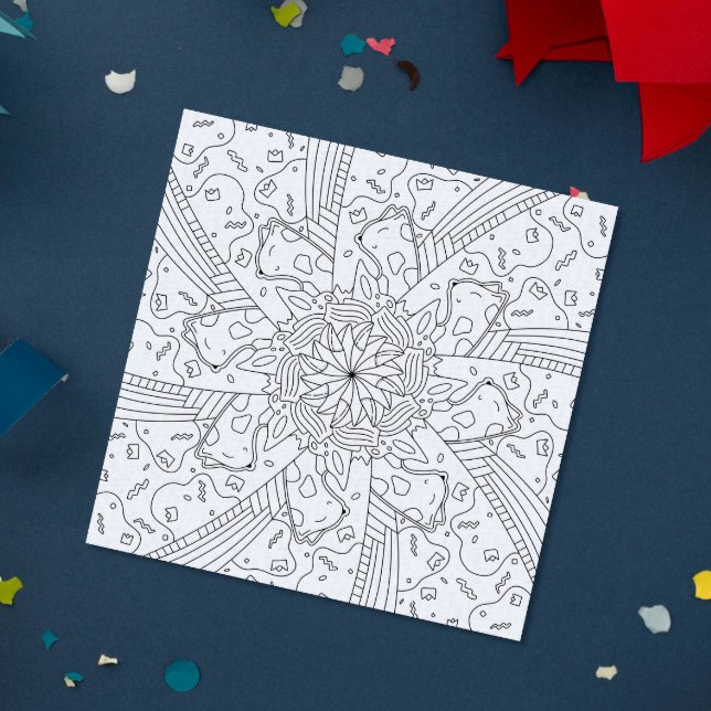 Happy Doodles: Birthday Colouring Page Flat Card (Creator Uploaded)