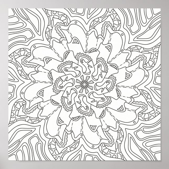 Happy Doodles: Colouring Page for Adults Poster (Front)