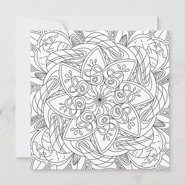 Happy Doodles: Cute Flower Colouring Card For Kids (Front)