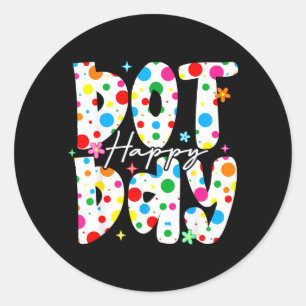 Happy Dot Day Colourful Polka Dot Girl N Kids Classic Round Sticker