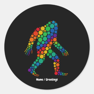 Happy Dot Day Funny Sasquatch Colourful Polka Dot Classic Round Sticker