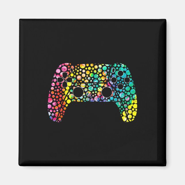 Happy Dot Day Gamers Boy Game Controller Colourful Magnet (Front)