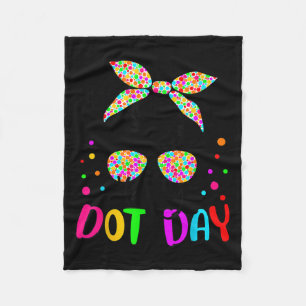 Happy Dot Day Messy Bun Kids Teacher Colorful Dot Fleece Blanket