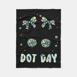 Happy Dot Day Messy Bun Kids Teacher Colorful Dot Fleece Blanket