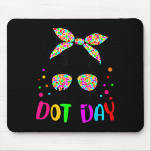 Happy Dot Day Messy Bun Kids Teacher Colorful Dot  Mouse Pad