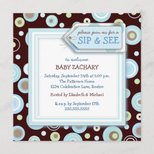 Happy Dot Sip and See New Baby Welcome Invitation