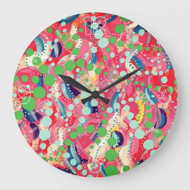 Happy Dots and Playful Shapes Large Clock (Front)