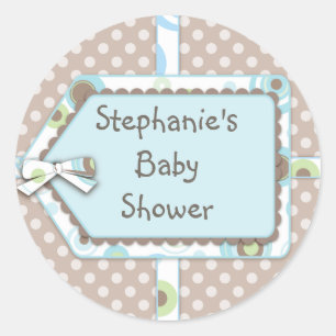 Happy Dots Tag Boy Baby Shower Sticker