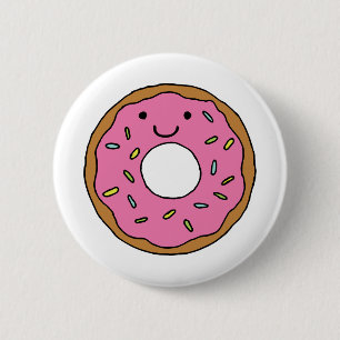 Happy Doughnut Graphic Colourful Pink Doughnut Cli 6 Cm Round Badge