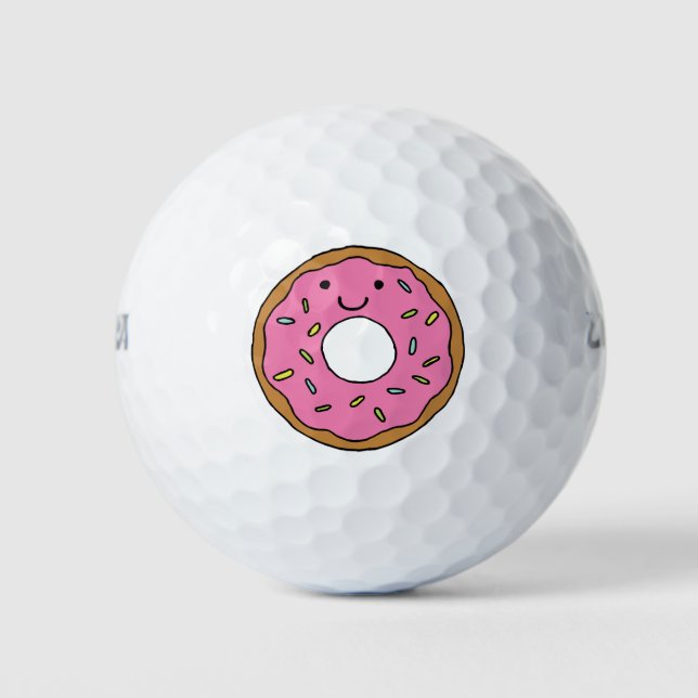 Happy Doughnut Graphic Colourful Pink Doughnut Cli Golf Balls (Front)