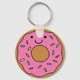 Happy Doughnut Graphic Colourful Pink Doughnut Cli Key Ring