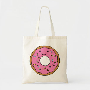 Happy Doughnut Graphic Colourful Pink Doughnut Cli Tote Bag