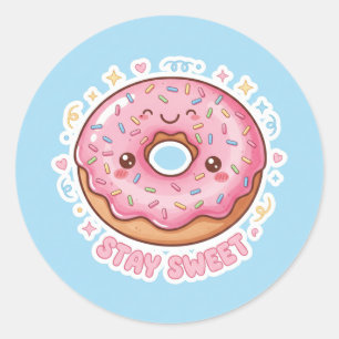 Happy Doughnut Sticker Design CuteKawaiiSprink