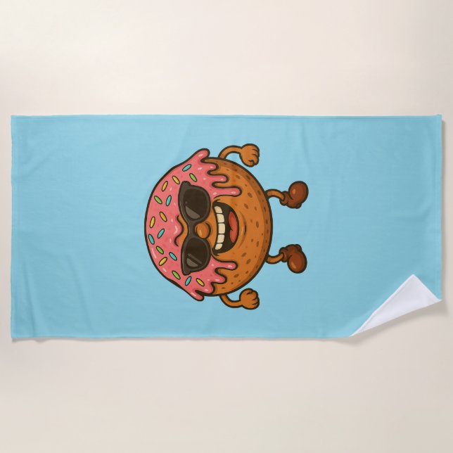 Happy Doughnuts Blu Beach Towel (Front)