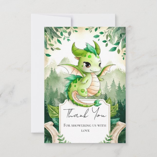 Happy Dragon Baby Shower Thank You Card (Front)