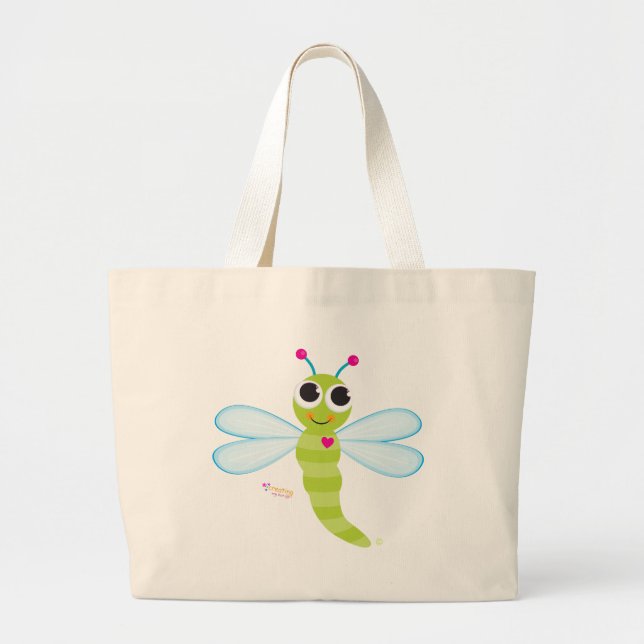 Happy Dragonfly Beach Bag (Front)