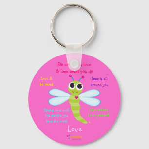 Happy Dragonfly "Love" Keychain