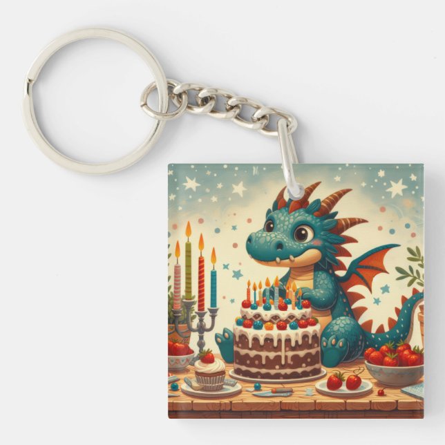 Happy Dragon's Birthday Feast Key Ring (Front)