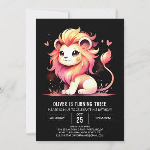 Happy Dreamy Lion Birthday Invitation