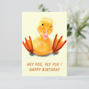 Happy Duck Funny Birthday Card - Custom Text