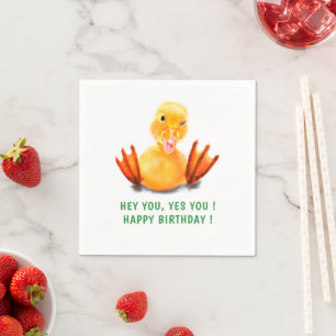 Happy Duck Funny Birthday Napkins for Kids