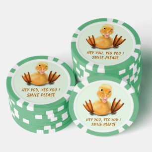 Happy Duck Funny Poker Chips Smile - Your Text